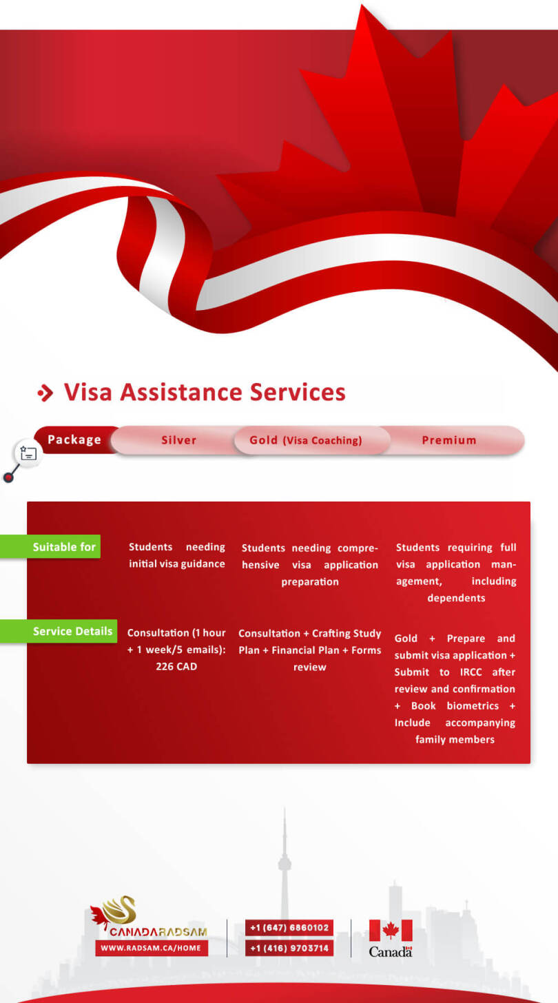 Visa assistance services Radsam Education Agency Comprehensive Services Premium Packages