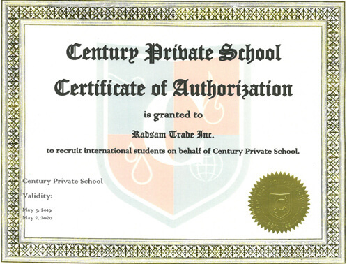 Century School Representative Certificate