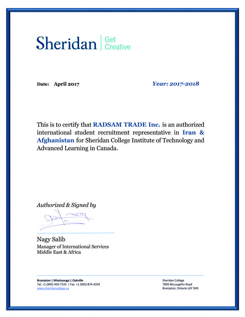 Sheridan College Representative Certificate