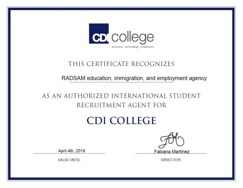 CDI College Representative Certificate